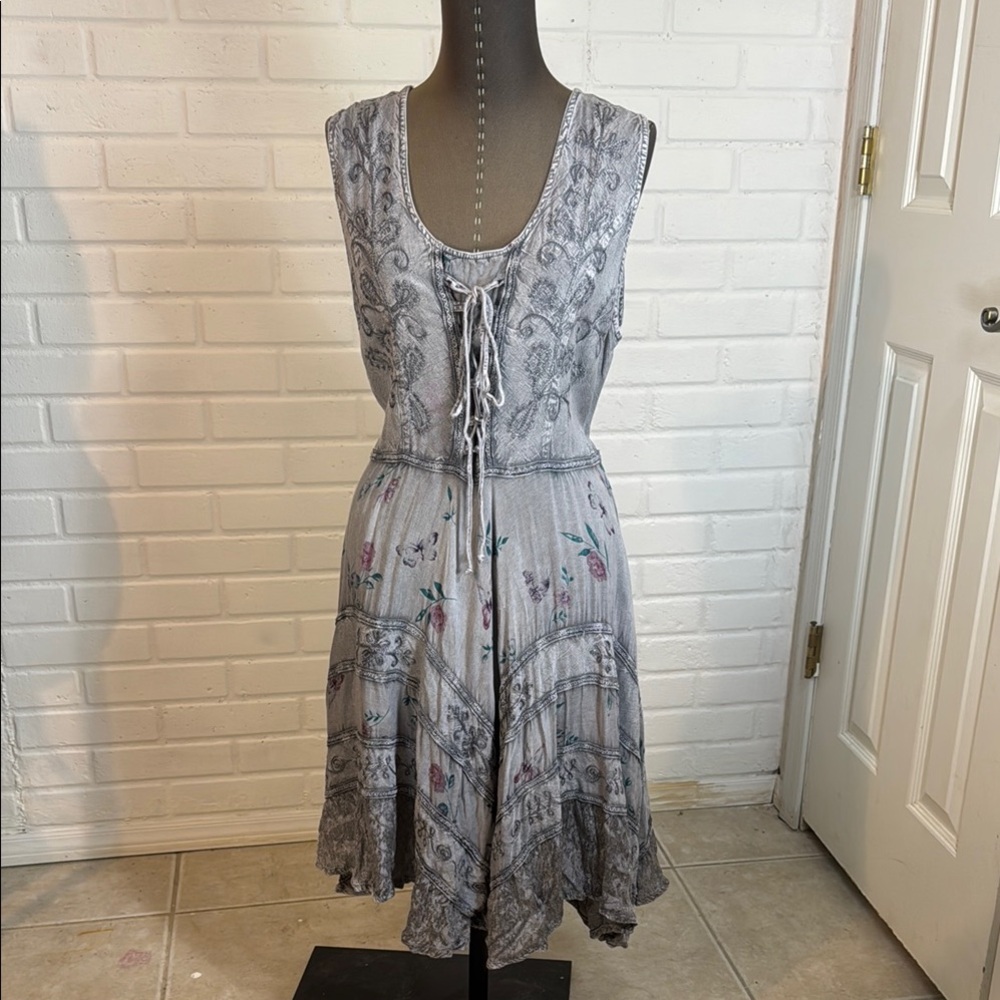 Floral Gray Sleeveless Dress